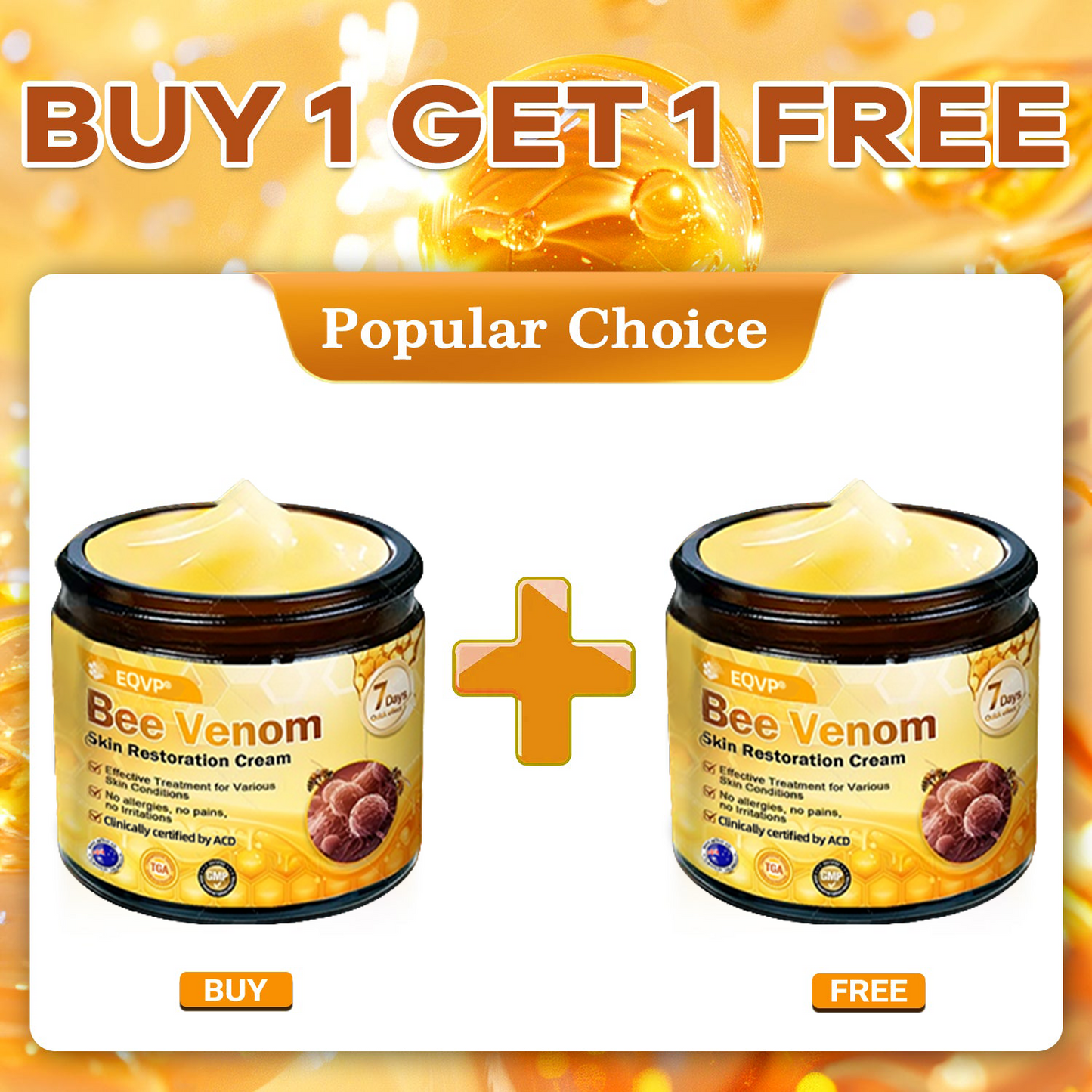 EQVP® 𝘽𝙀𝙀 𝙑𝙀𝙉𝙊𝙈 𝑺𝒌𝒊𝒏 𝑹𝒆𝒔𝒕𝒐𝒓𝒂𝒕𝒊𝒐𝒏 𝑪𝒓𝒆𝒂𝒎 –🔥 Anti-aging,Hydrating, Skin Repair, Even Tone, Acne and Dark Spot Treatment, Wart and Mole Removal, Psoriasis Relief