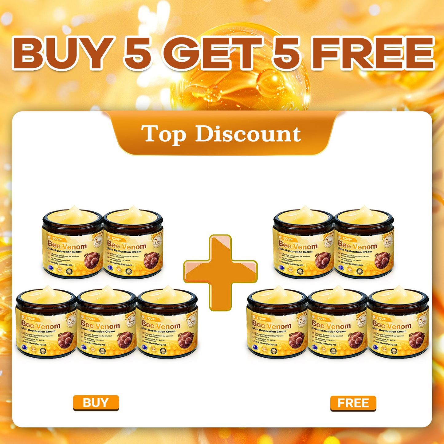 EQVP® 𝘽𝙀𝙀 𝙑𝙀𝙉𝙊𝙈 𝑺𝒌𝒊𝒏 𝑹𝒆𝒔𝒕𝒐𝒓𝒂𝒕𝒊𝒐𝒏 𝑪𝒓𝒆𝒂𝒎 –🔥 Anti-aging,Hydrating, Skin Repair, Even Tone, Acne and Dark Spot Treatment, Wart and Mole Removal, Psoriasis Relief